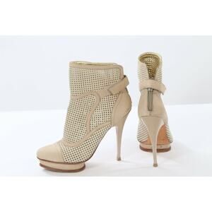 CHARLES DAVID Leather Platform Ankle Boots Booties
